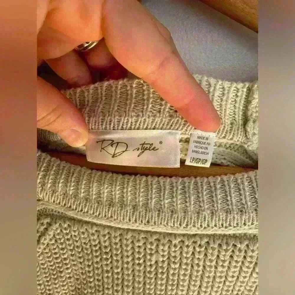 RD Style casual women’s knit sweater beige size Large oversized - Picture 5 of 13